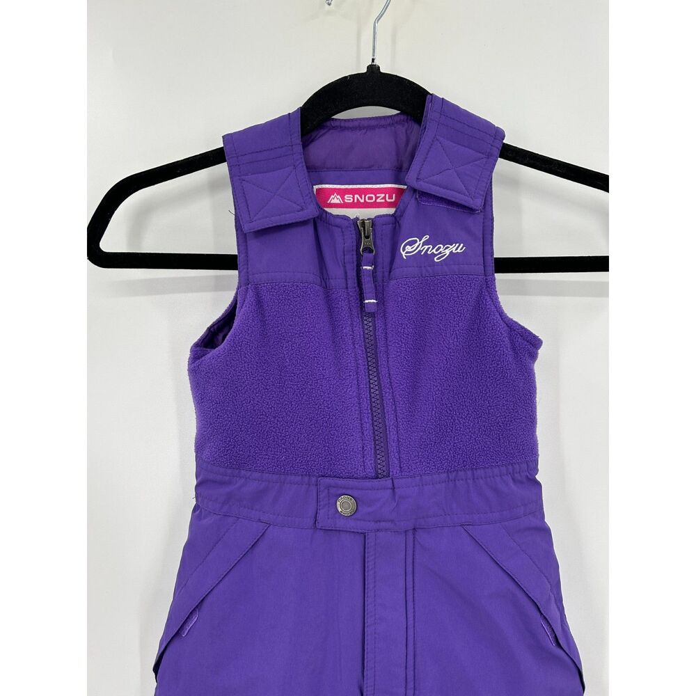 SNOZU Girls Purple Snow Bib Overalls Insulated Waterproof Ski Snowboard Size 4T - Picture 3 of 5